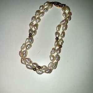 Freshwater Pearl Bracelet with 14k Gold Accents